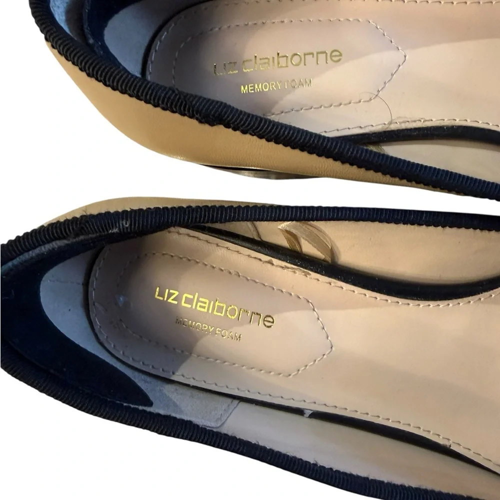 Liz Claiborne Two-Tone Beige and Black Low Heel Pumps